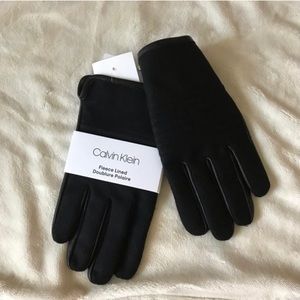 Calvin Klein Fleece Lines Gloves -Size M With Touchscreen Tactiles